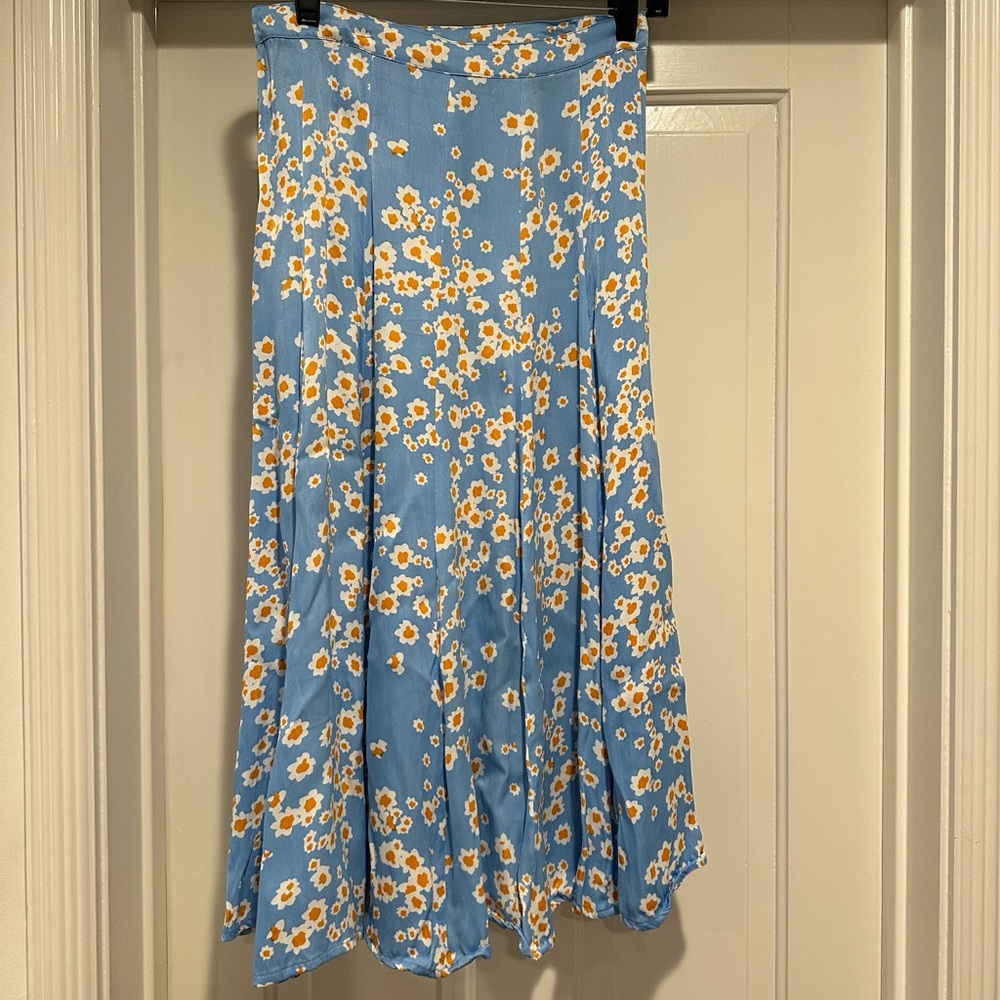 Faithfull the Brand Blue Daisy midi skirt